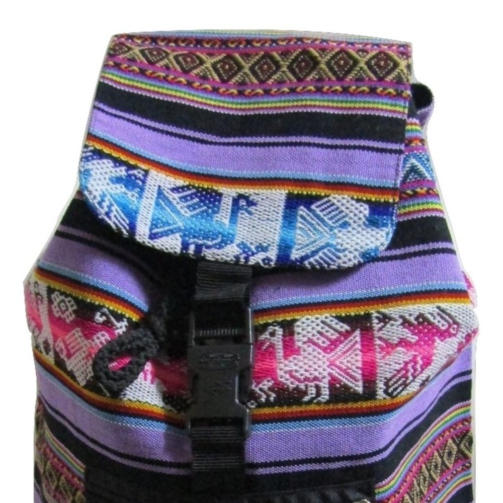 NWOT Peru Outdoor Picnic Colorful Wool Backpack Bag Light Purple
